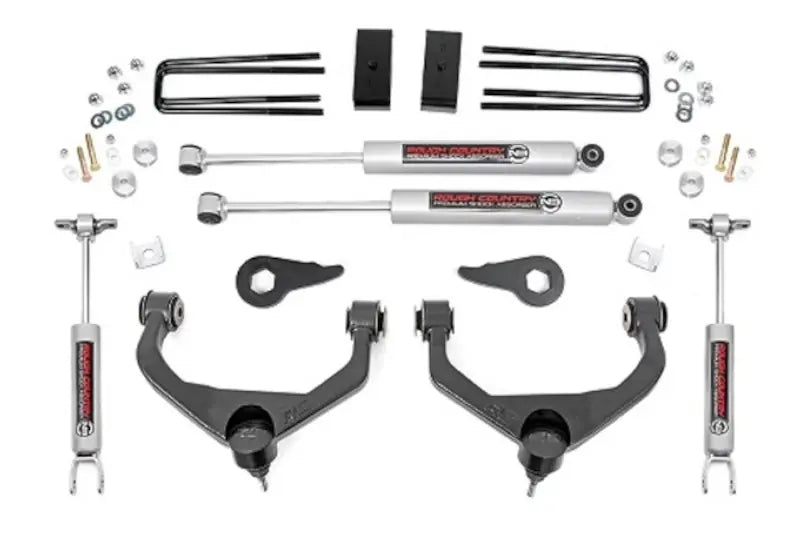 Rough Country 95920 3 inch Bolt-On Suspension Lift Kit with Upper Control Arms | 2011-2019 GM Silverado/Sierra 2500HD/3500HD 6.6L Duramax