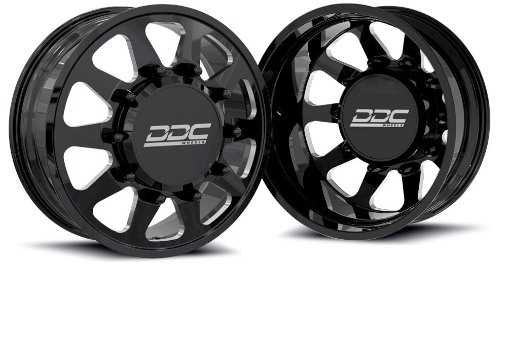 DDC Wheels 22BM-20-170 The Ten Forged Dually 20x8.25 8x165 Black & Milled Wheel Set | 1994-2018 Dodge RAM / 92-10 GM 3500