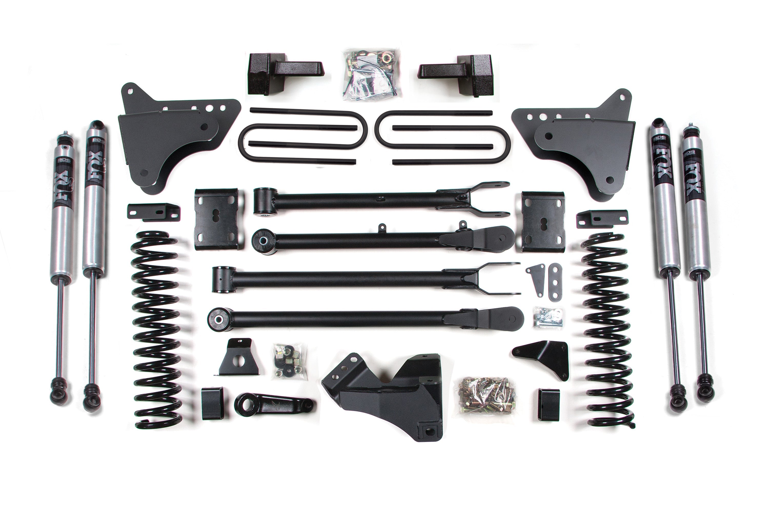 BDS 580FS 4 inch 4-Link Lift Kit with FOX 2.0 Shocks & Block Kit | 2011-2016 Ford F250/F350 Powerstroke 4WD