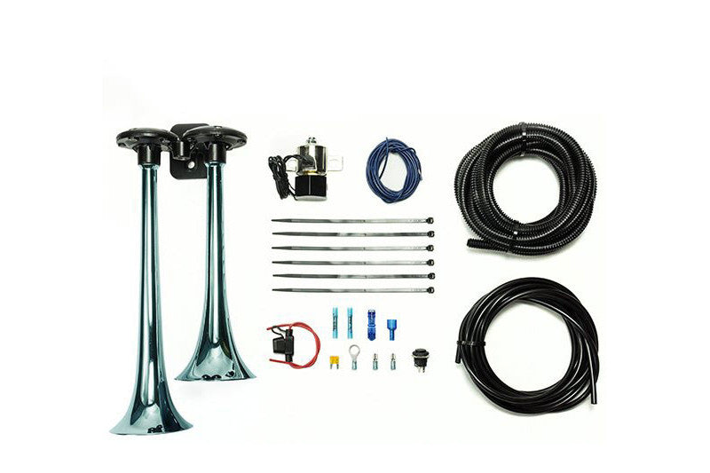 PacBrake HP10073 Basic Dual Air Horn Kit For Onboard Air Cast Zinc Alloy/Stainless Steel Chrome | Universal