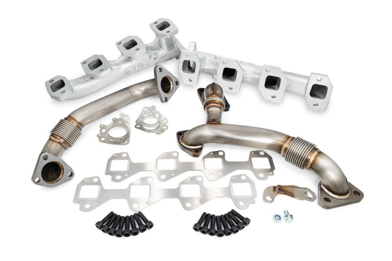 PPE 116111835 High Flow Exhaust Manifolds and Up-Pipes Kits Silver | 2007.5-2010 GM Silverado/Sierra 2500HD/3500HD 6.6L Duramax LMM