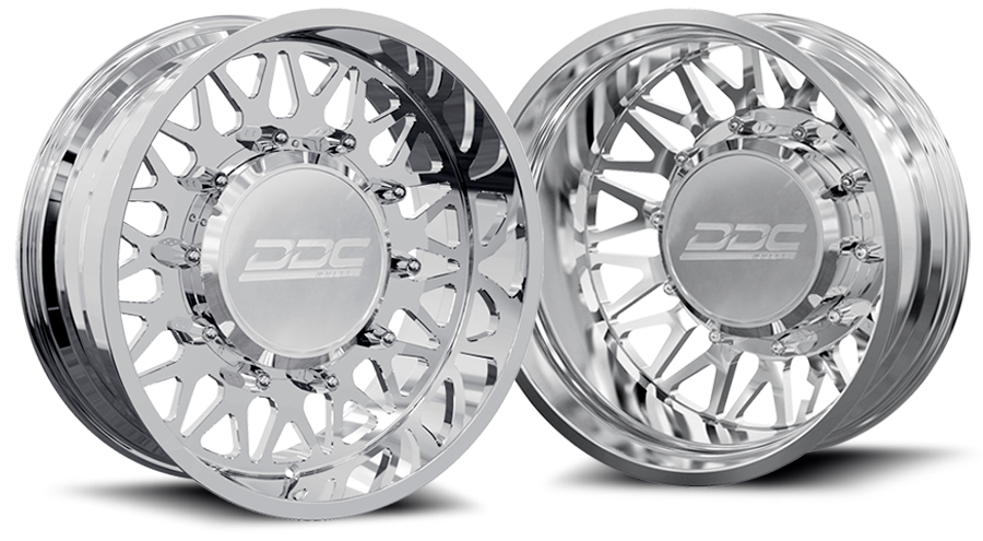 DDC Wheels 24PL-22-170SS The Mesh Forged Dually 22x8.25 8x170 Polished Wheel Package with Super Single Fronts | 1999-2004 F350