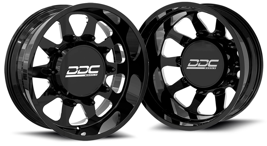 DDC Wheels 22BM-22-165SS The Ten Forged Dually 22x8.25 8x165 Black & Milled Wheel Package with Super Single Fronts | 1994-2018 Ram 3500 DRW & 92-10 GM 3500HD