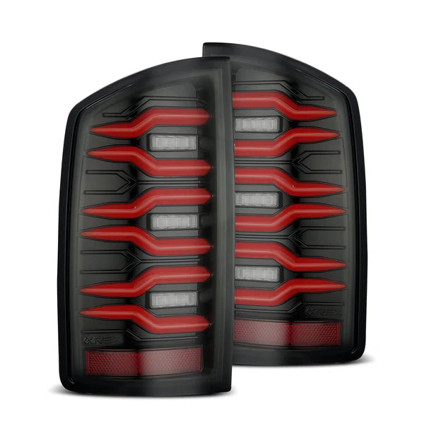 AlphaRex 641030 LUXX Series Black/Red LED Tail Lights | 2003-2006 Dodge RAM 2500/3500