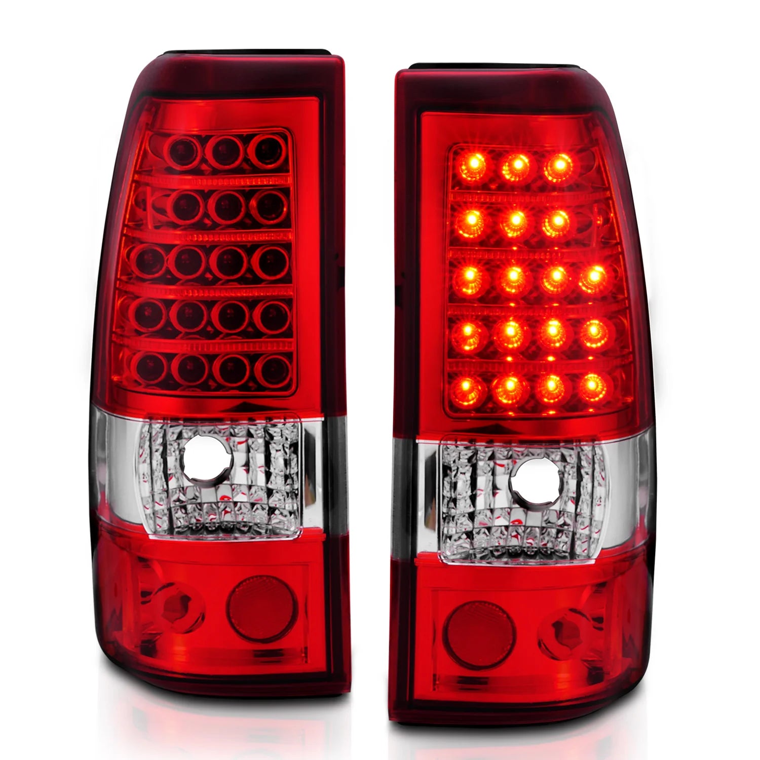 ANZO 311007 Chrome Red Classic LED Tail Lights | 2003-2007 GM Chevrolet Silverado 2500HD/3500HD