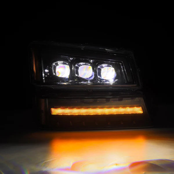 AlphaRex 880254 NOVA Series Alpha-Black LED Projector Headlights | 2003-2006 GM Chevrolet Silverado 2500HD/3500HD