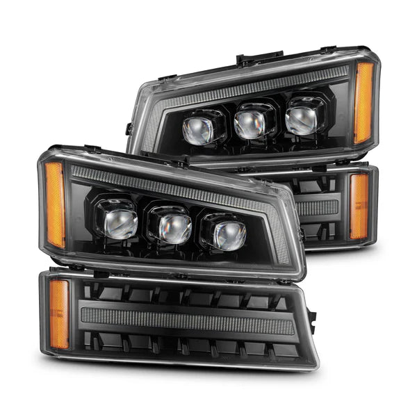 AlphaRex 880254 NOVA Series Alpha-Black LED Projector Headlights | 2003-2006 GM Chevrolet Silverado 2500HD/3500HD