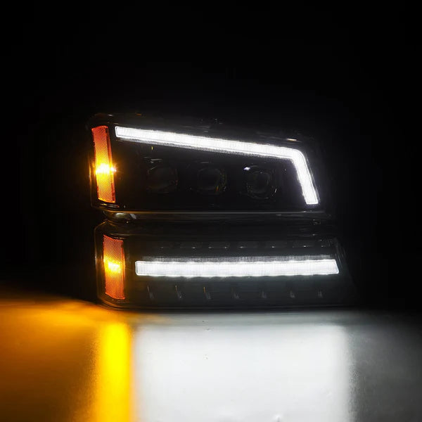 AlphaRex 880254 NOVA Series Alpha-Black LED Projector Headlights | 2003-2006 GM Chevrolet Silverado 2500HD/3500HD