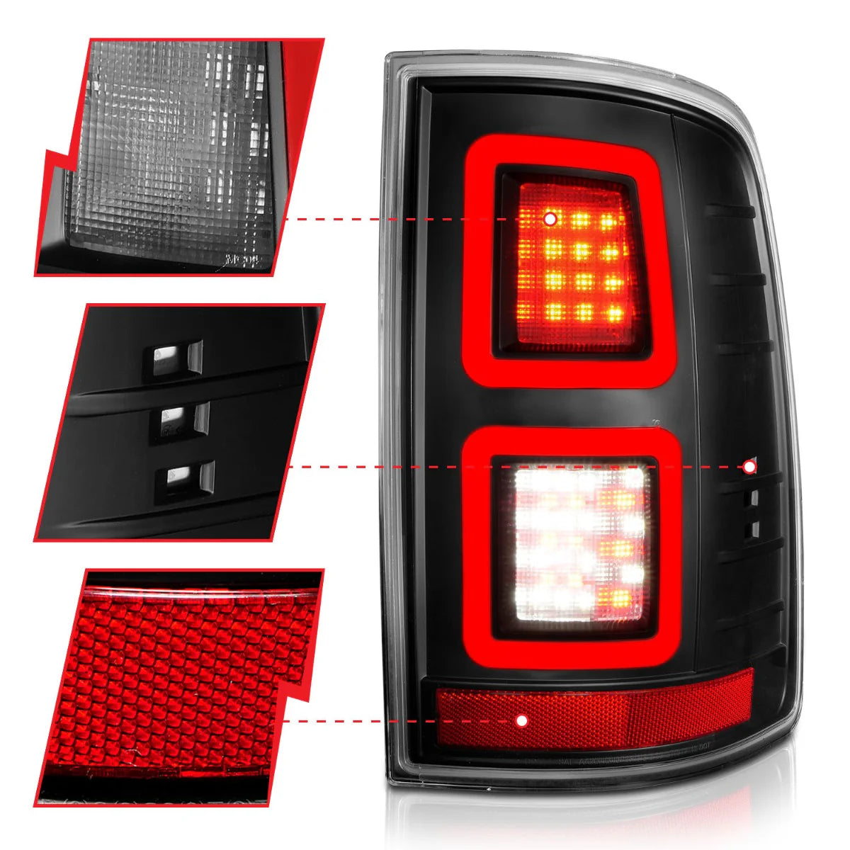 ANZO 311273 Black Clear Lens Full LED Tail Lights | 2009-2018 Dodge RAM 2500/3500 6.7L Cummins