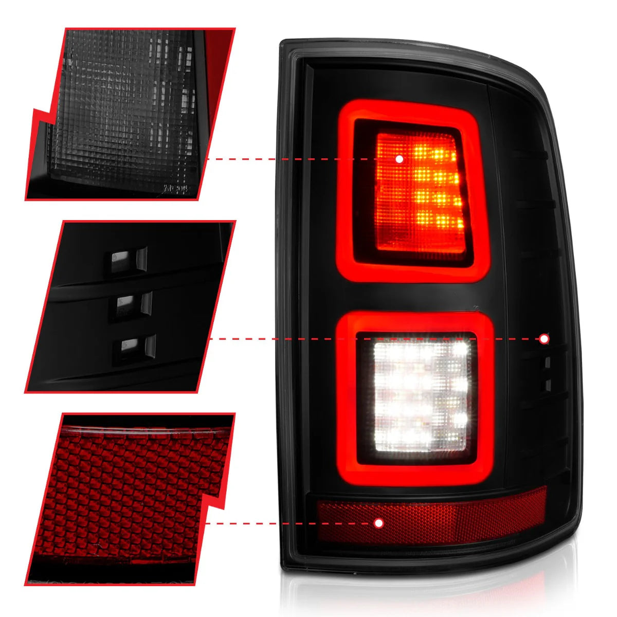 ANZO 311274 Black Smoke Lens Full LED Tail Lights | 2010-2018 Dodge RAM 2500/3500 6.7L Cummins