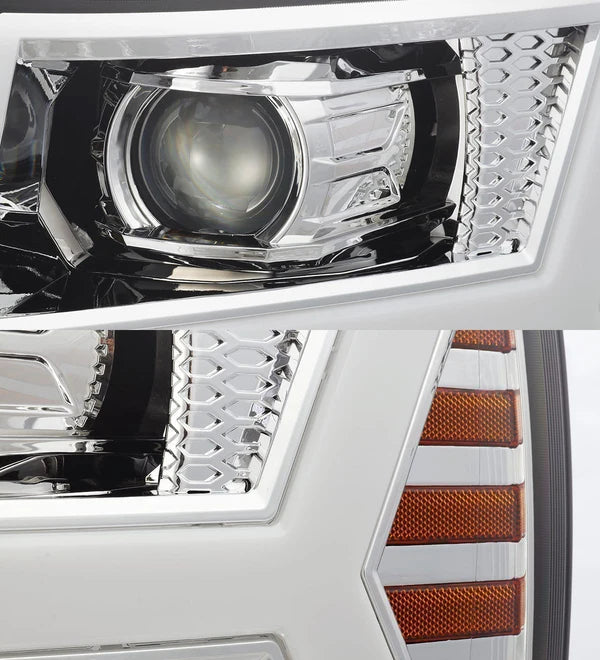 AlphaRex 880222 LUXX Series LED Chrome Projector Headlights | 2007-2014 GM Chevrolet Silverado 2500HD/3500HD