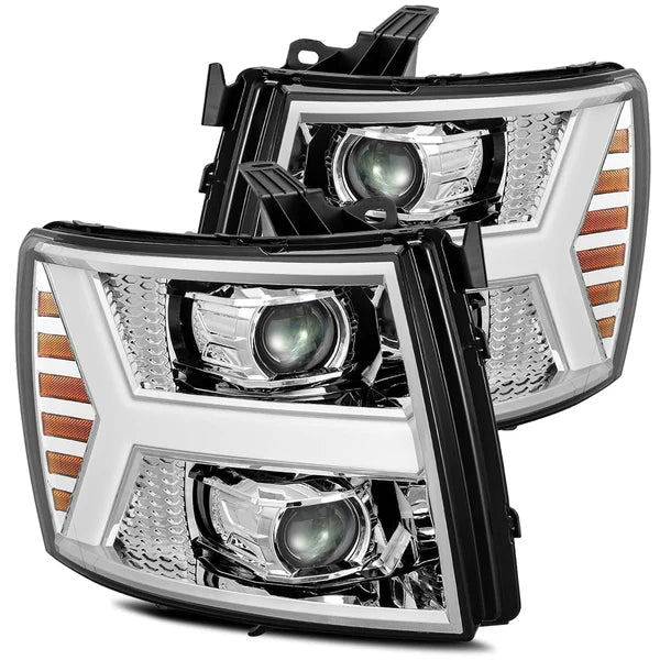 AlphaRex 880222 LUXX Series LED Chrome Projector Headlights | 2007-2014 GM Chevrolet Silverado 2500HD/3500HD