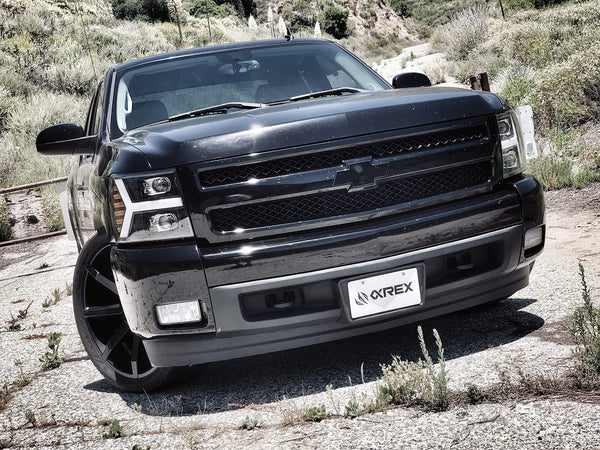 AlphaRex 880223 LUXX Series LED Jet Black Projector Headlights | 2007-2014 GM Chevrolet Silverado 2500HD/3500HD