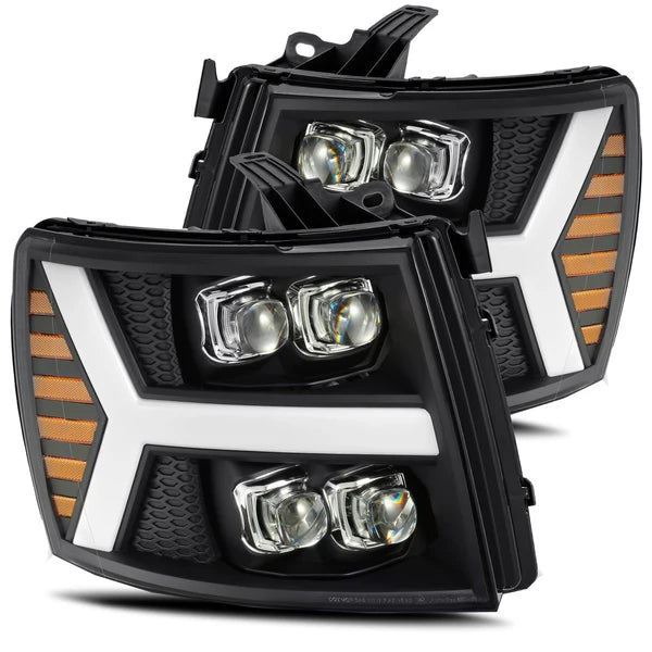 AlphaRex 880209 NOVA LED Black Headlights | 2007-2014 GM Chevrolet Silverado 2500HD/3500HD