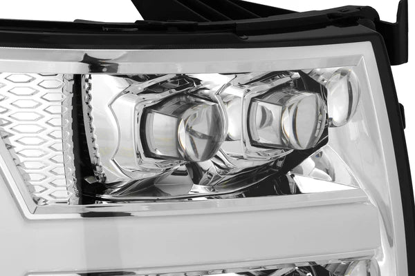 AlphaRex 880207 NOVA LED Chrome Headlights | 2007-2014 GM Chevrolet Silverado 2500HD/3500HD
