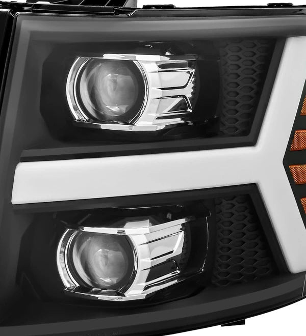 AlphaRex 880205 PRO Halogen Black Headlights | 2007-2014 GM Chevrolet Silverado 2500HD/3500HD
