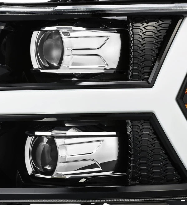 AlphaRex 880206 PRO Halogen Jet Black Headlights | 2007-2014 GM Chevrolet Silverado 2500HD/3500HD