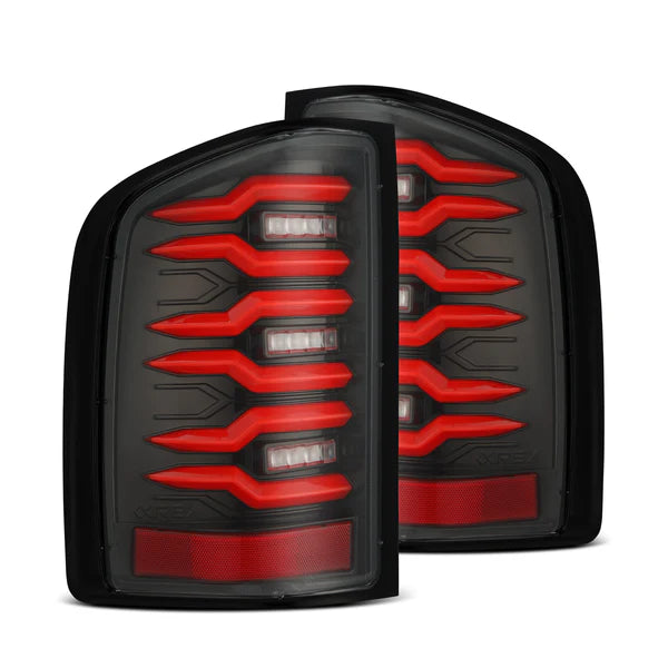 AlphaRex 620000 LUXX Series Black/Red LED Tail Lights | 2007-2014 GM Chevrolet Silverado 2500HD/3500HD