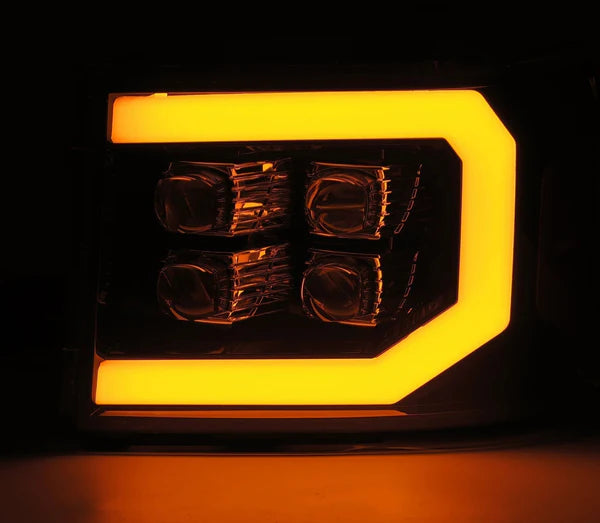 AlphaRex 880609 NOVA Series Black LED Headlights | 2007-2014 GM/GMC Sierra 1500/2500HD/3500HD