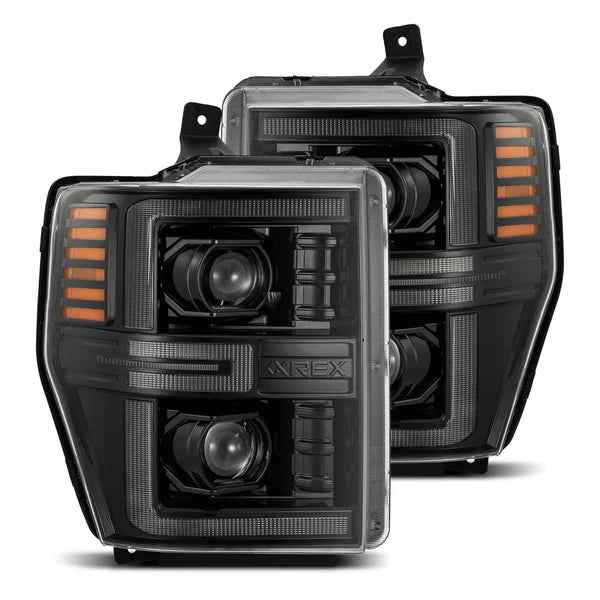 AlphaRex 880313 LUXX Series Alpha Black LED Projector Headlights | 2008-2010 Ford F250/F350