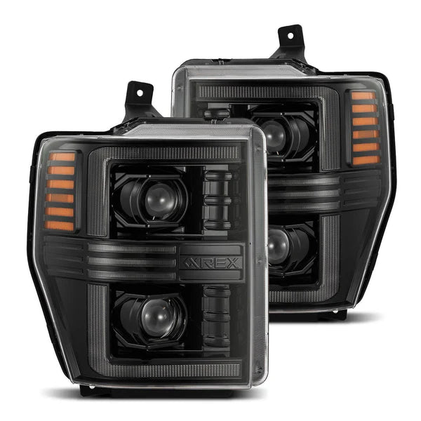 AlphaRex 880309 PRO Series Alpha Black Halogen Projector Headlights | 2008-2010 Ford F250/F350 Super Duty/Excursion