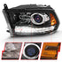 ANZO 111439 Glossy Black Amber Projector Plank-Style Switchback Headlights | 2010-2018 Dodge RAM 2500/3500 6.7L Cummins