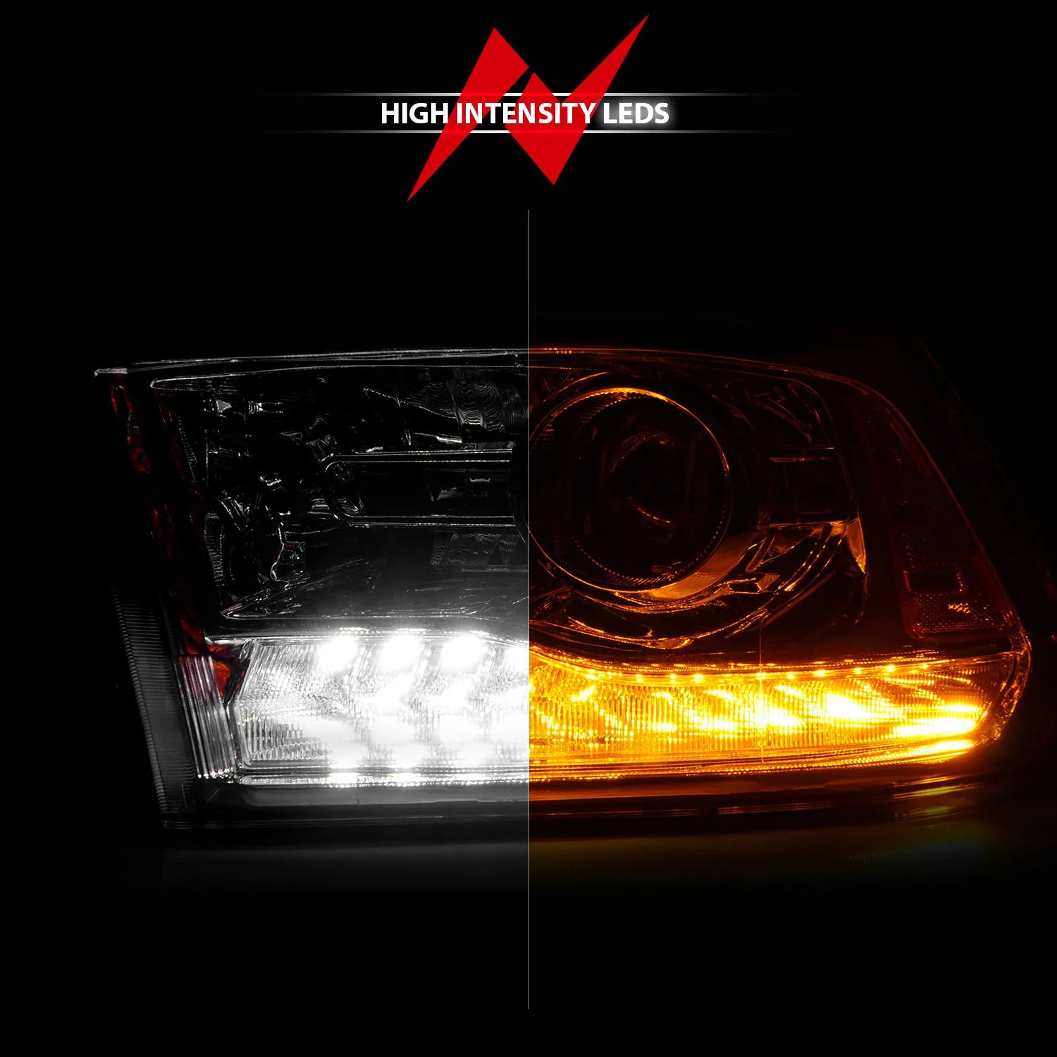 ANZO 111440 Chrome Projector Plank-Style Switchback Headlights | 2010-2018 Dodge RAM 2500/3500 6.7L Cummins