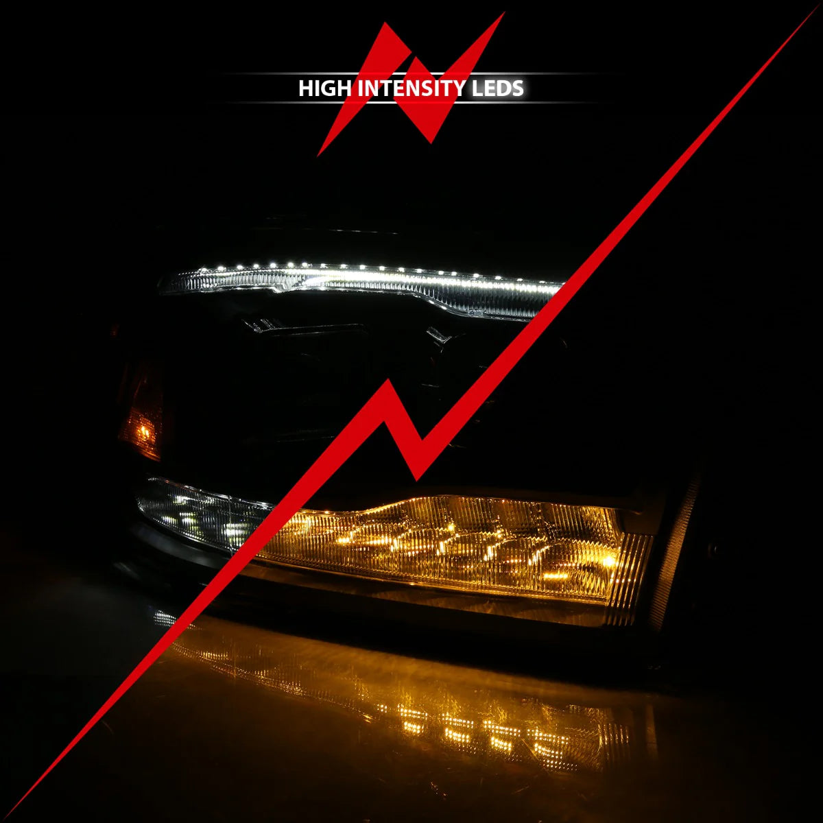 ANZO 111441 Black Dual Projector Switchback Headlights | 2010-2018 Dodge RAM 2500/3500 6.7L Cummins