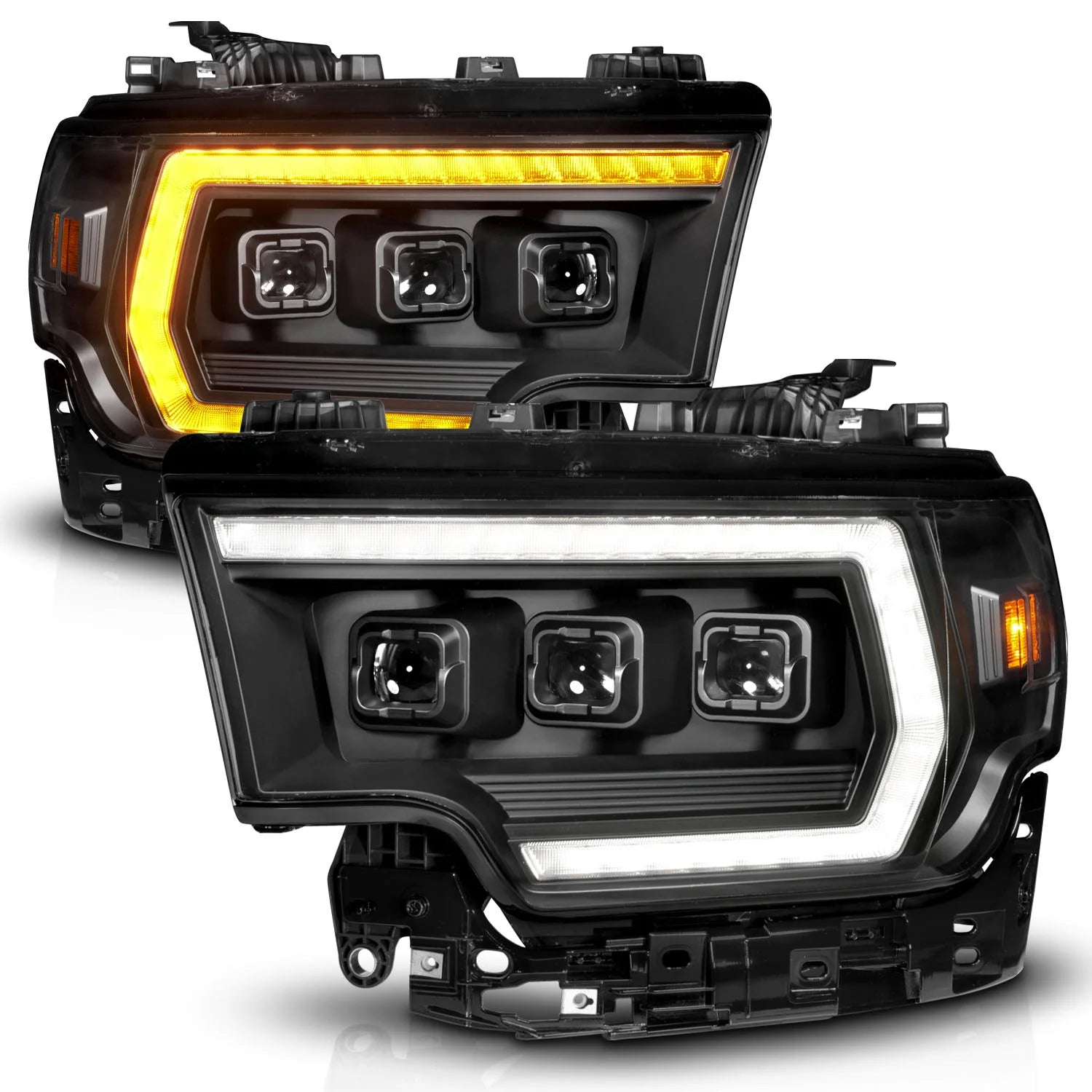 ANZO 111601X Z-Series Full LED Projector Headlights with DRL Switch (Black Housing) | 2019-2024 RAM 2500/3500