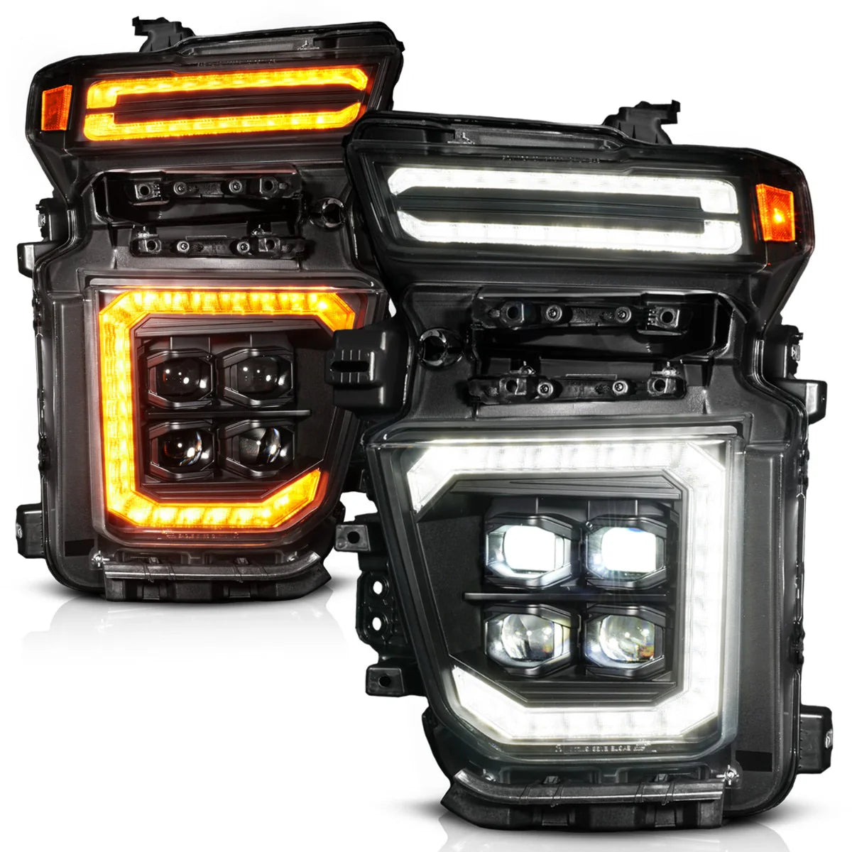 ANZO 111619X Z-Series Full LED Projector Headlights Black W/ DRL Switch Initiation & Sequential | 2020-2024 GM Chevrolet Silverado 2500HD/3500HD