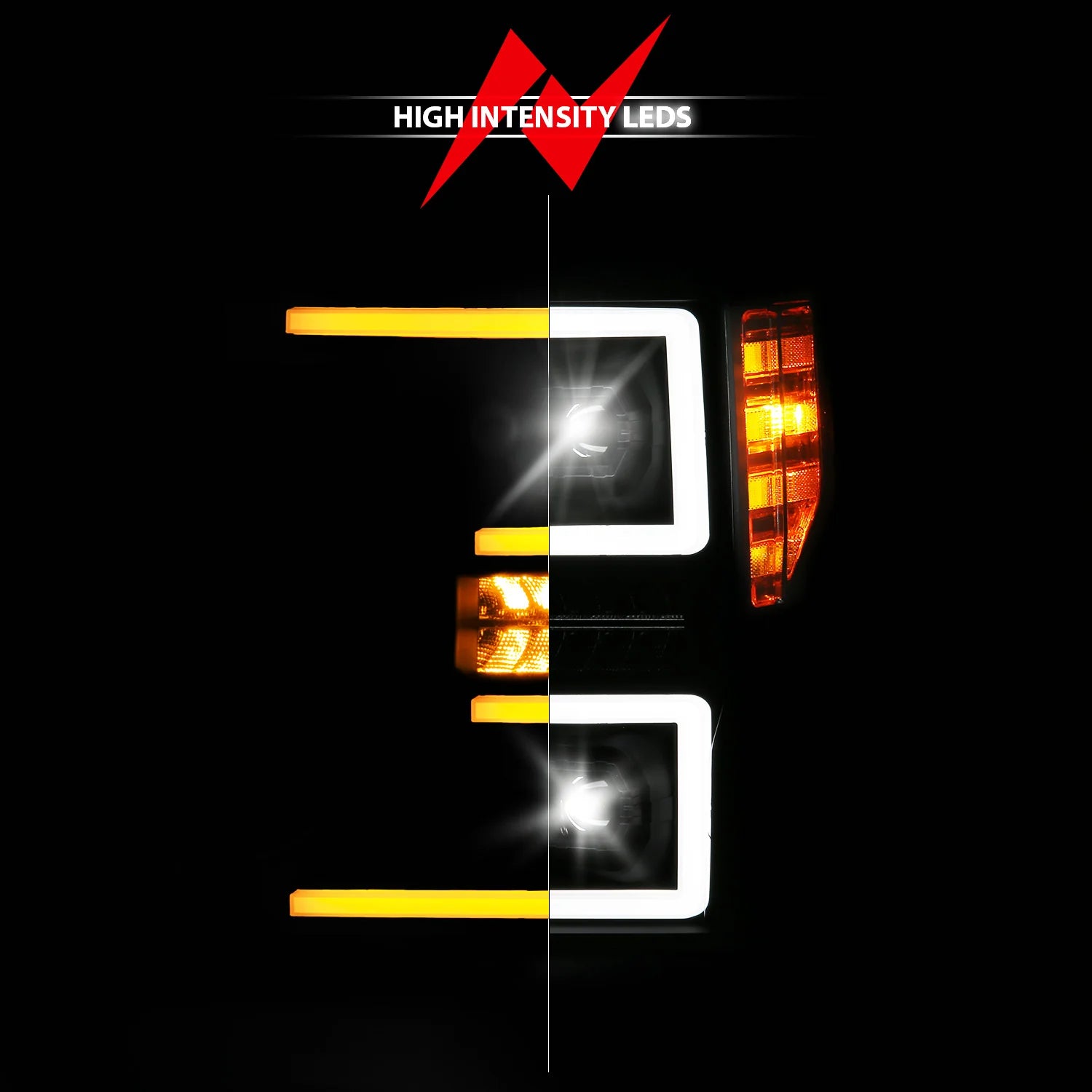 ANZO 111620X Z-Series Full LED Projector Headlights w/ Initiation & Sequential (Black Housing) | 2020-2022 Ford F250/F350 Super Duty w/ Factory Halogen Headlights