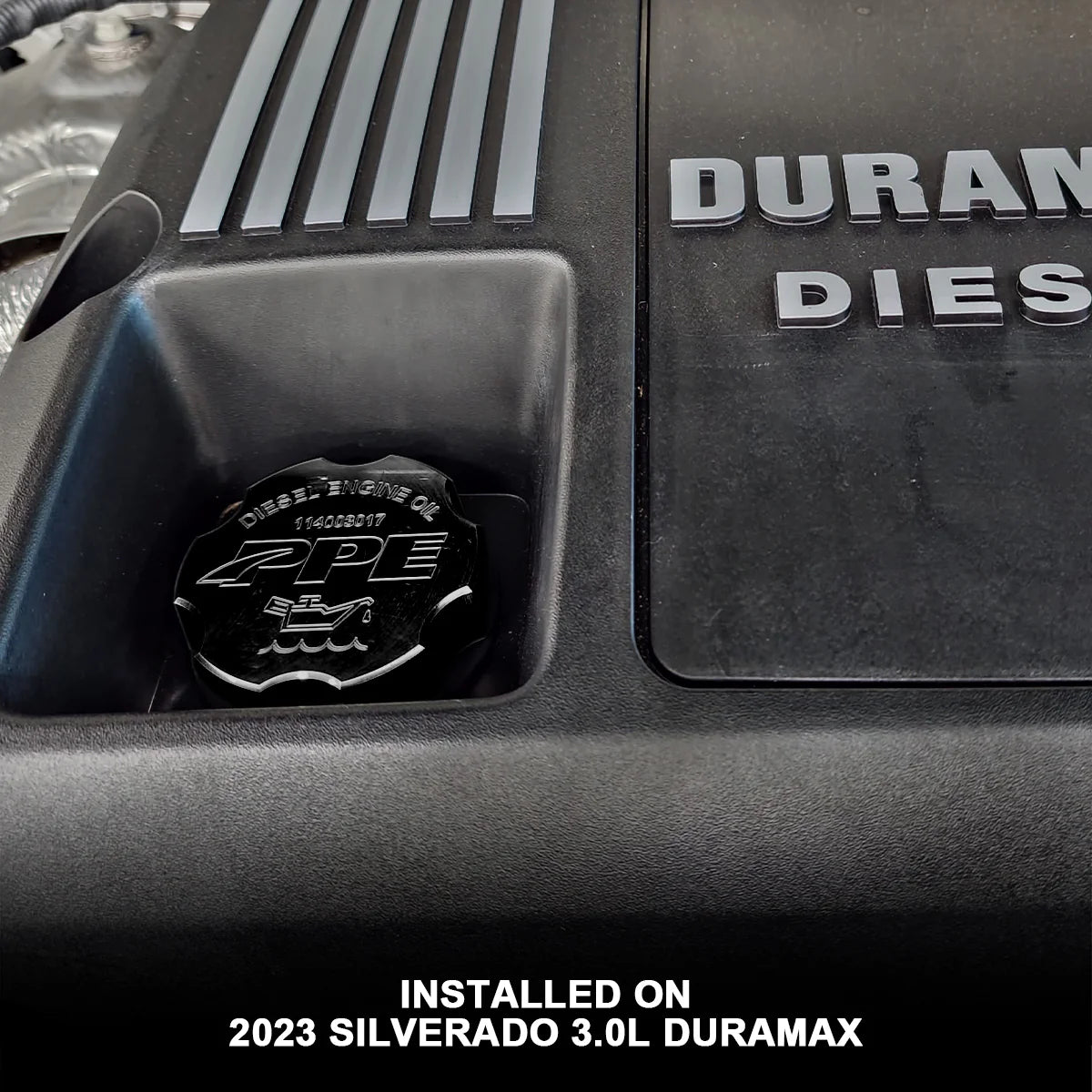PPE 114003017 Billet Aluminum Engine Oil Filler Cap | 2017-2025 GM Silverado/Sierra 2500HD/3500HD 6.6L/3.0L Duramax