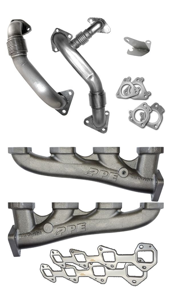 PPE 116111200 Exhaust Manifolds & Up-Pipes | 2002-2004 GM Silverado/Sierra 2500HD/3500HD 6.6L Duramax