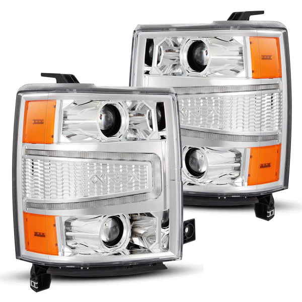 AlphaRex 880243 LUXX Series Chrome LED Projector Headlights | 2014-2015 GM Chevrolet Silverado 1500