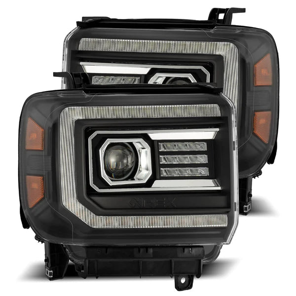 AlphaRex 880615 LUXX Series Black LED Projector Headlights | 2015-2018 GM/GMC Sierra 2500HD/3500HD