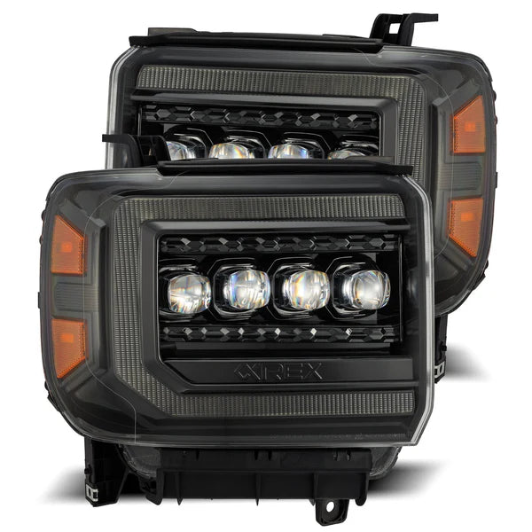 AlphaRex 880616 NOVA Series Alpha Black LED Projector Headlights | 2015-2018 GM/GMC Sierra 2500HD/3500HD