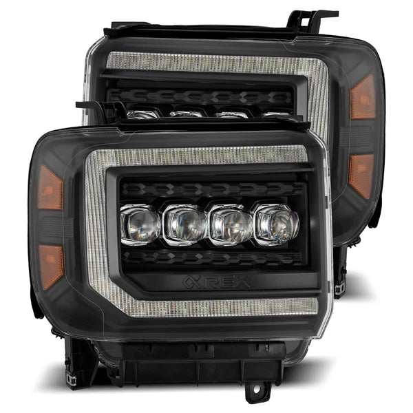 AlphaRex 880617 NOVA Series Black LED Projector Headlights | 2015-2018 GM/GMC Sierra 2500HD/3500HD