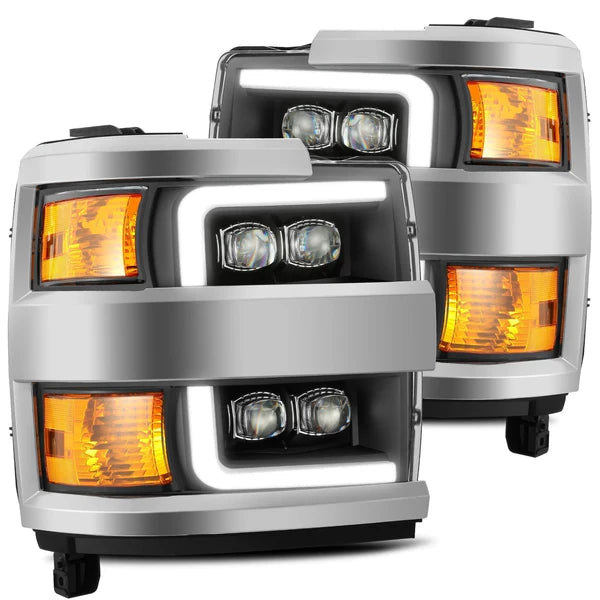 AlphaRex 880227 NOVA LED Black with Chrome Grille Headlights | 2015-2019 GM Chevrolet Silverado 2500HD/3500HD