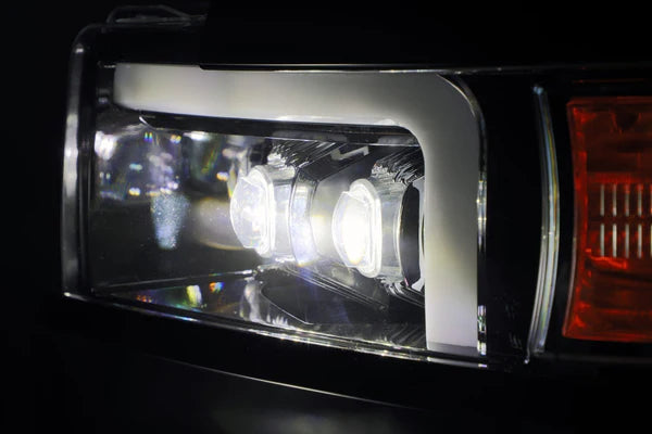AlphaRex 880229 NOVA LED Jet Black with Chrome Grille Headlights | 2015-2019 GM Chevrolet Silverado 2500HD/3500HD