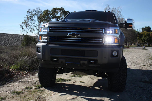 AlphaRex 880229 NOVA LED Jet Black with Chrome Grille Headlights | 2015-2019 GM Chevrolet Silverado 2500HD/3500HD