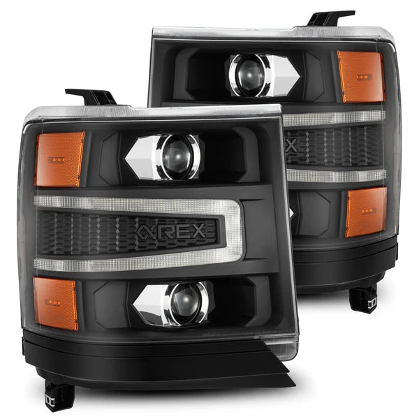 AlphaRex 880234 LUXX Series Black LED Projector Headlights | 2016-2018 GM Chevrolet Silverado 1500