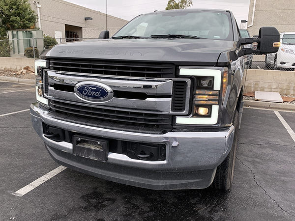 AlphaRex 880108 PRO Series Jet Black Halogen Headlights | 2017-2019 Ford F250/F350 Super Duty