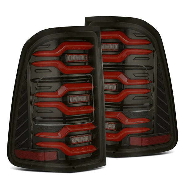 AlphaRex 640050 LUXX Series Black/Red LED Tail Lights | 2019-2024 RAM 1500