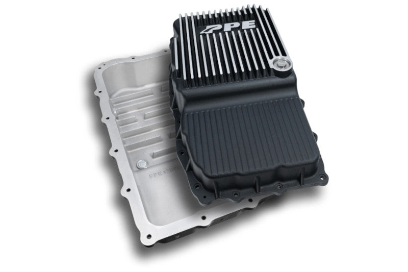 PPE 128051310 Heavy-Duty Deep Cast Aluminum Transmission Pan Brushed | 2019-2024 with 10L80 Transmission