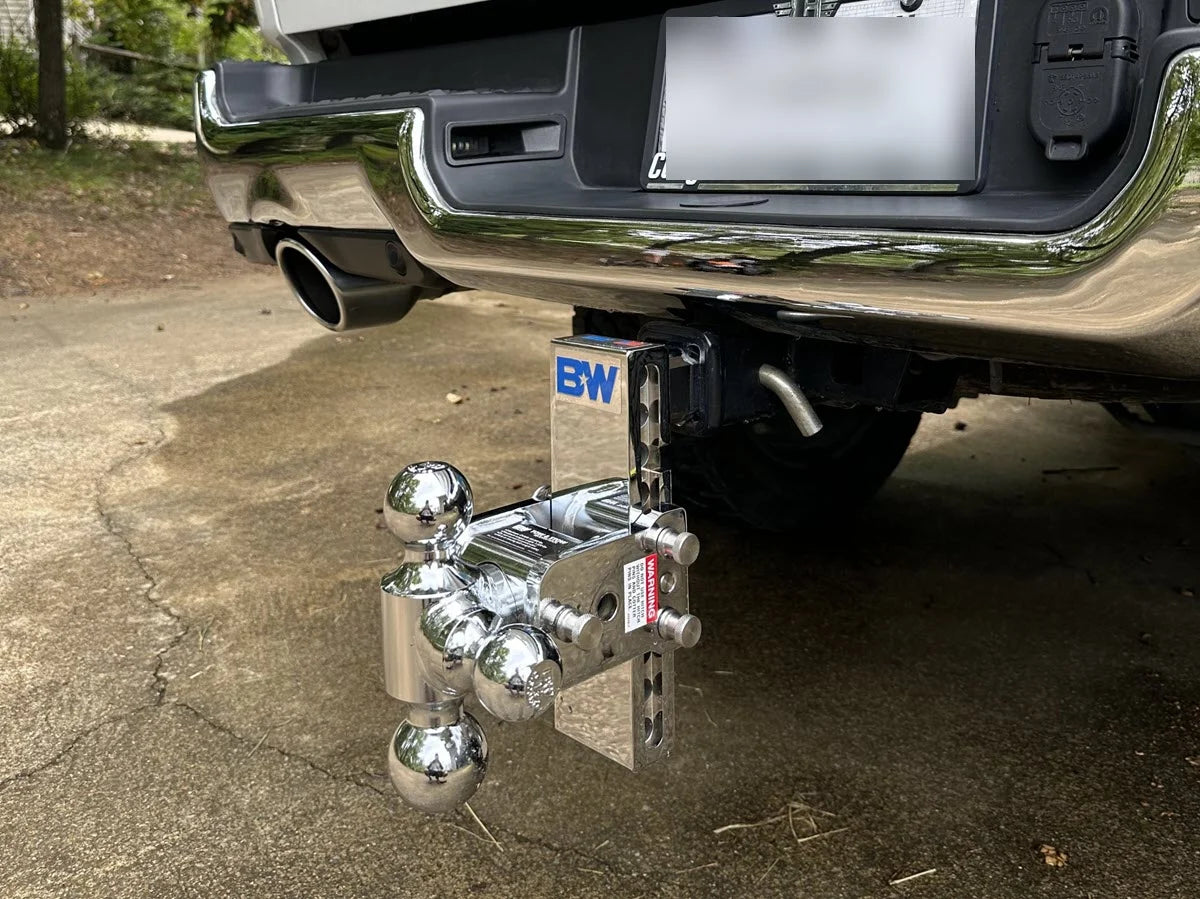 B&W TS20037C ChromeTow & Stow 2x2-5/16 Dual Ball Hitch with 2.5 inch Shank, 5 Drop, 5.5 inch Rise | Universal