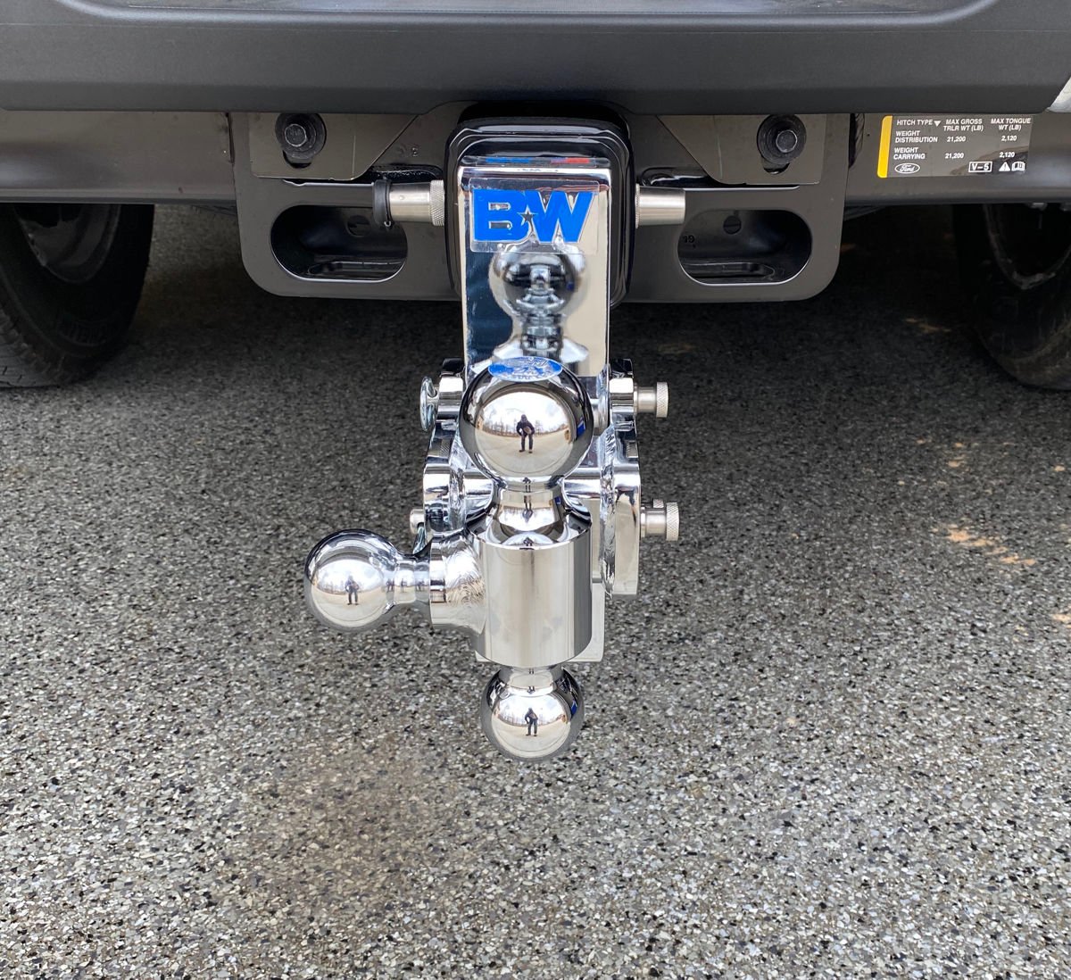 B&W TS20049C Chrome Black Tow & Stow Triple Ball Hitch with 2.5 inch Shank, 7 inch Drop, 7.5 inch Rise | Universal