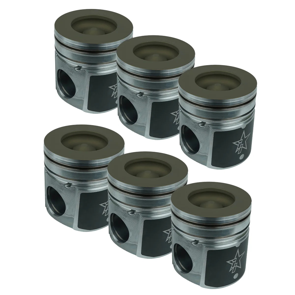 Industrial 243115 Coated & Chamfered 6BT X-Series Piston Kit (Standard) | 1998.5-2002 Dodge RAM 2500/3500 4WD 5.9L Cummins 24V
