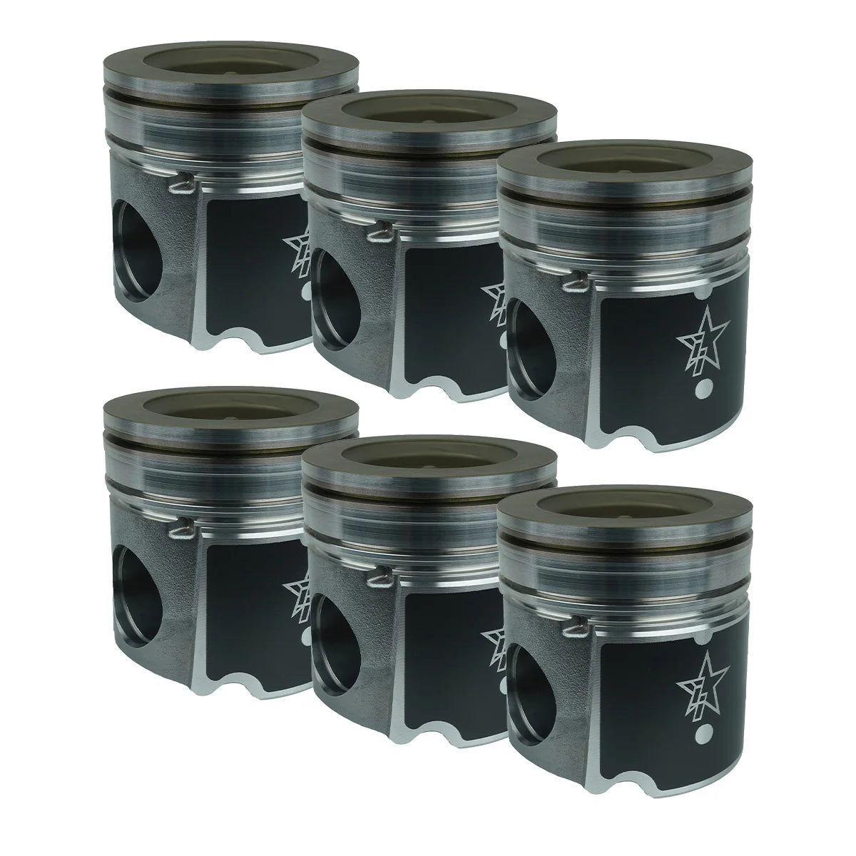 Industrial 244120 Fly Cut Coated & Chamfered ISB X-Series Piston Kit (Standard) | 2003-2004 Dodge RAM 2500/3500 4WD 5.9L Cummins 24V