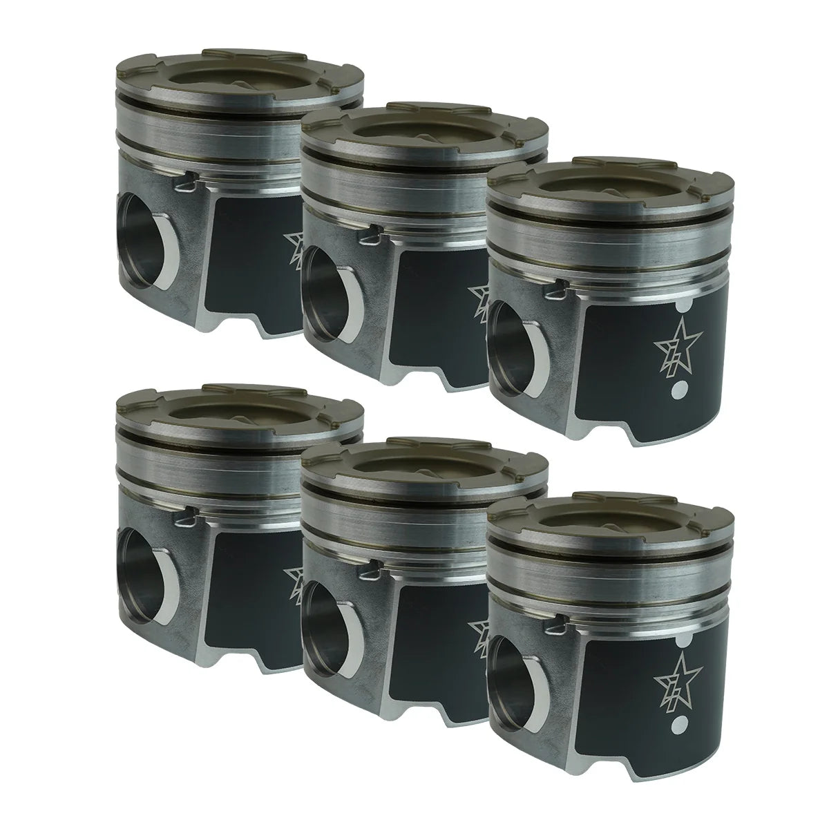 Industrial 24T108 Coated & Chamfered ISB X-Series Piston Kit (.020) | 2007.5-2018 Dodge RAM 2500/3500 4WD 6.7L Cummins 24V