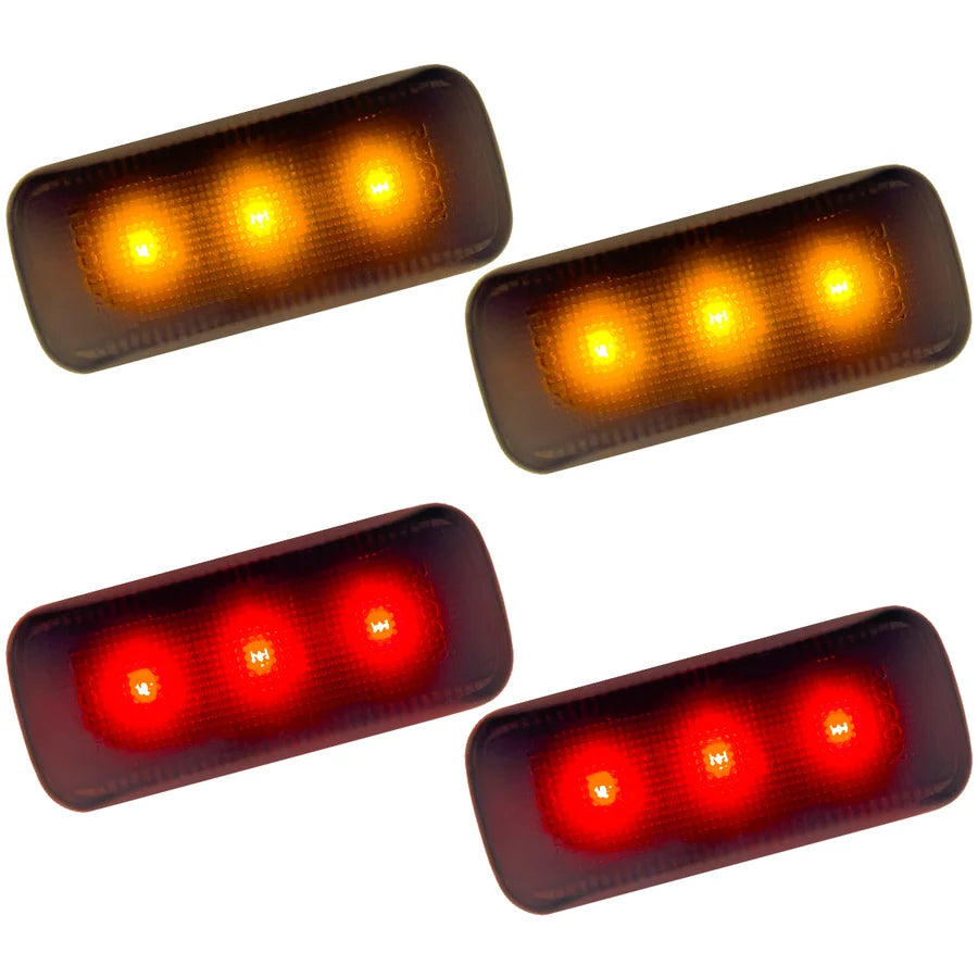 Recon 264137BK Smoked Amber/Red Fender LED Lights (4-Piece Set) | 2010-2026 Dodge RAM 3500 Dually